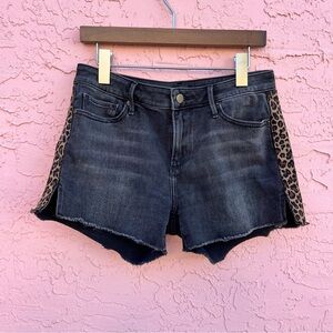 Aqua Shorts Cut Offs Black Faded Animal Print Leopard Size 27